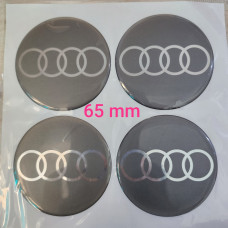 Audi Füme Plasto (damla) Yapıştırma Jant Göbeği 4'lü 65 mm