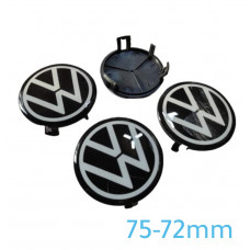 Vw Volkswagen Silikon Geçme Jant Göbeği Siyah 4'lü 75/72mm