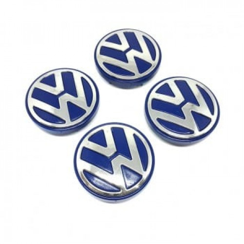 Volkswagen Kromlu Geçme Jant Göbeği Mavi 4'lü 57/65mm