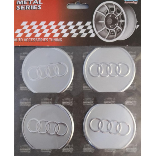 AUDİ GRİ Alüminyum Yapıştırma Jant Göbeği 4'lü 60mm